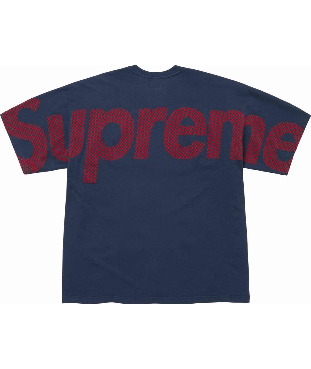 SUPREME Темно-синяя хлопковая футболка, фото 2
