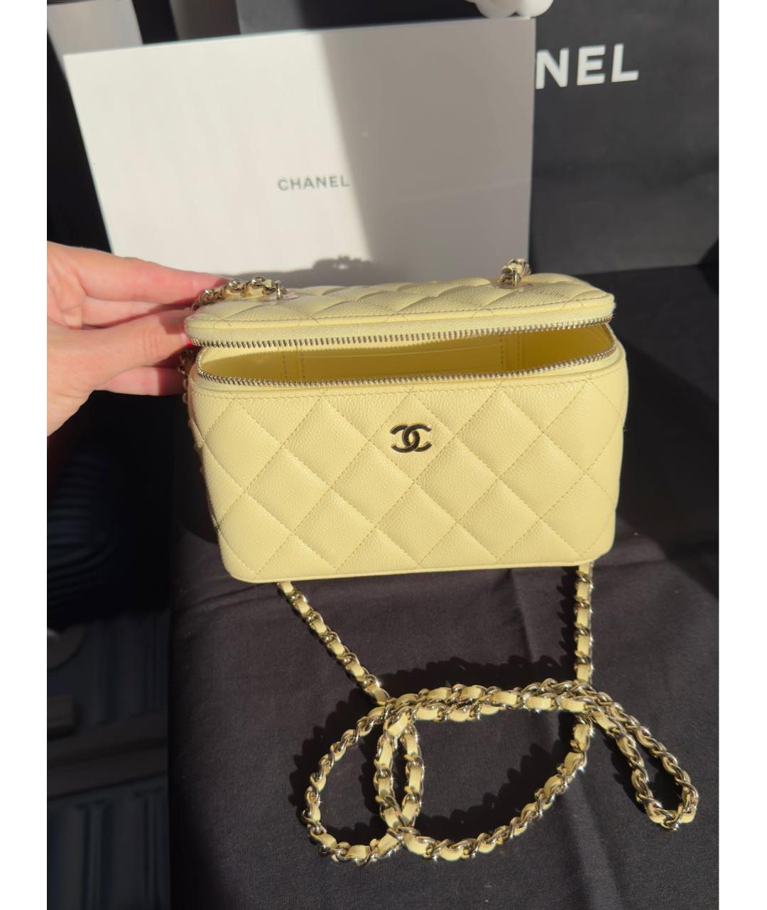 CHANEL Желтая кожаная сумка через плечо, фото 8