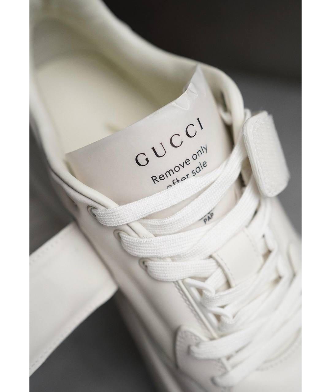 GUCCI Белые кожаные кроссовки, фото 5
