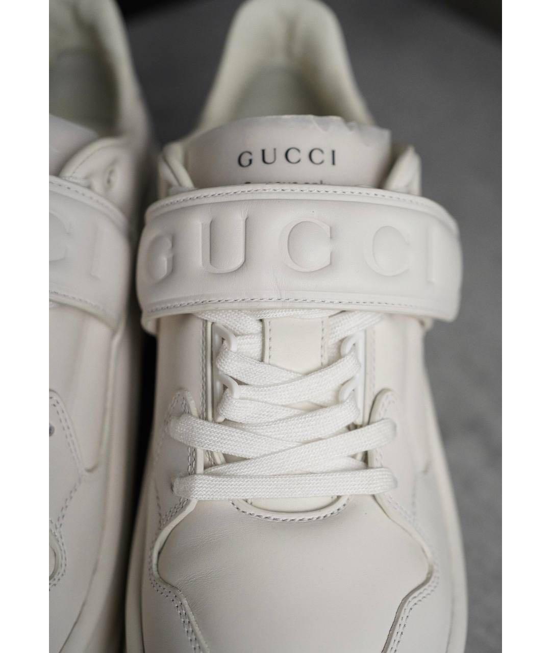 GUCCI Белые кожаные кроссовки, фото 8