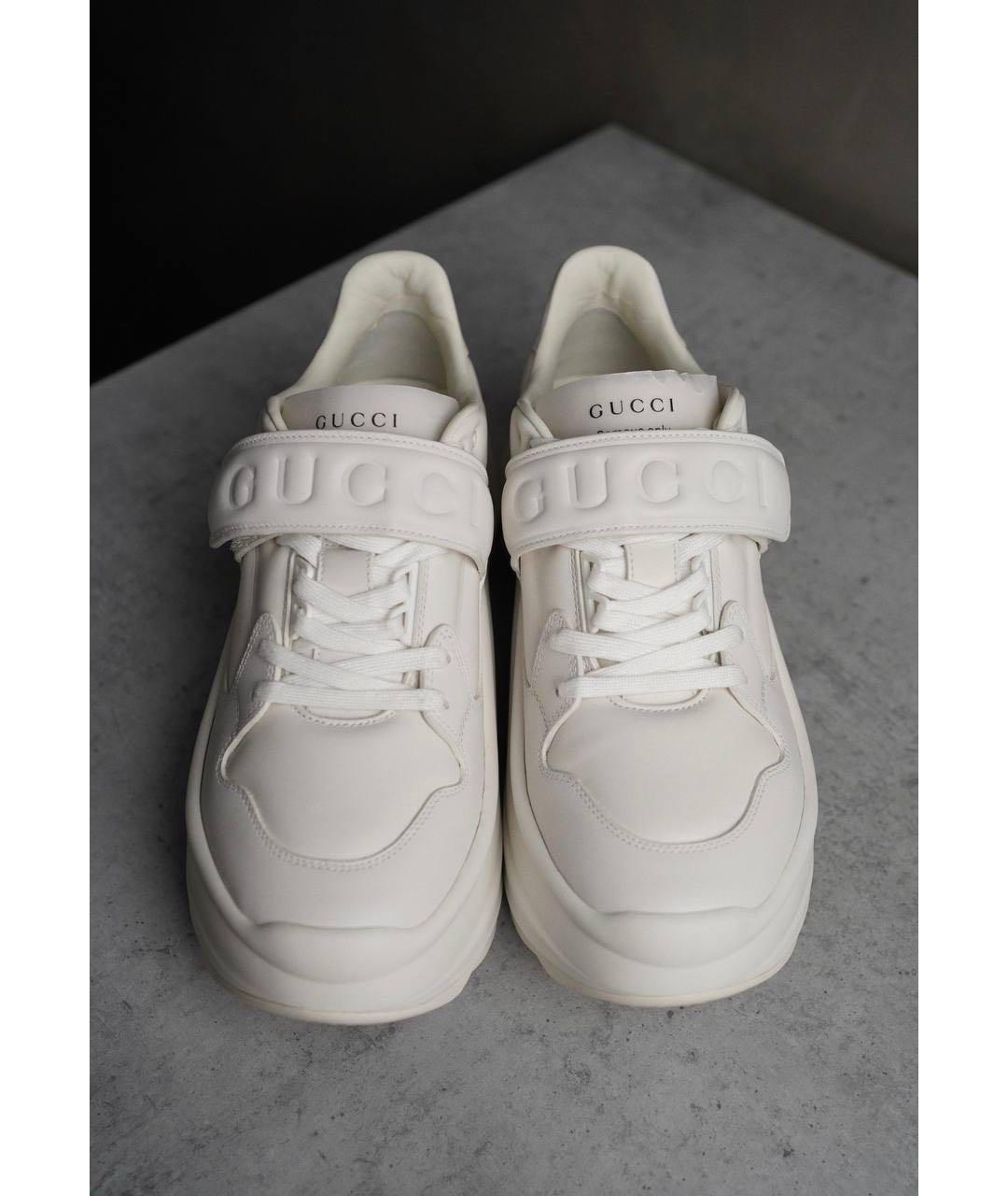 GUCCI Белые кожаные кроссовки, фото 3