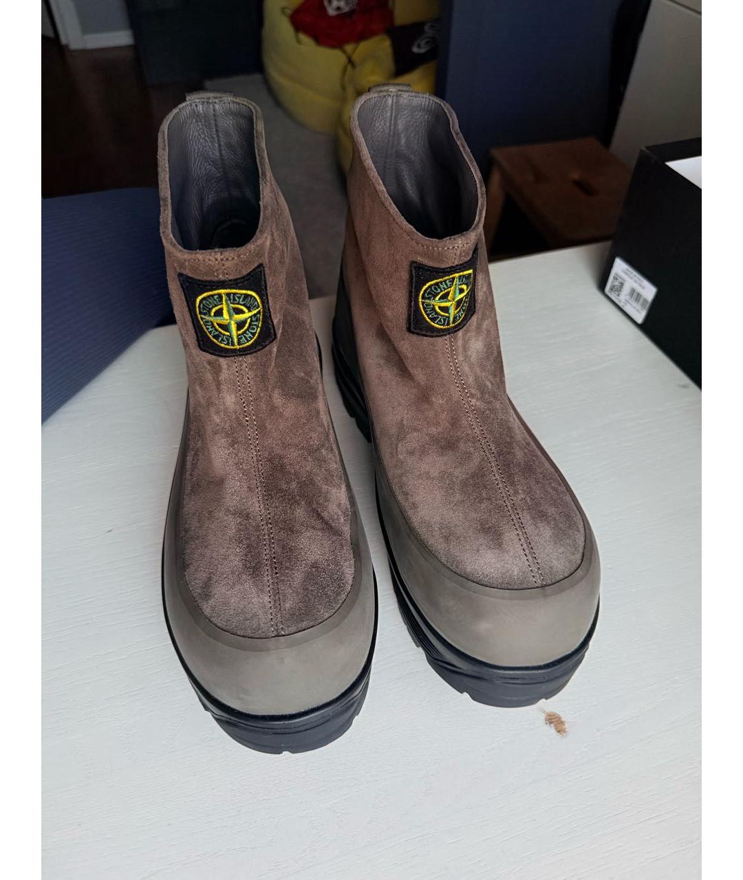 STONE ISLAND Серые замшевые высокие ботинки, фото 5