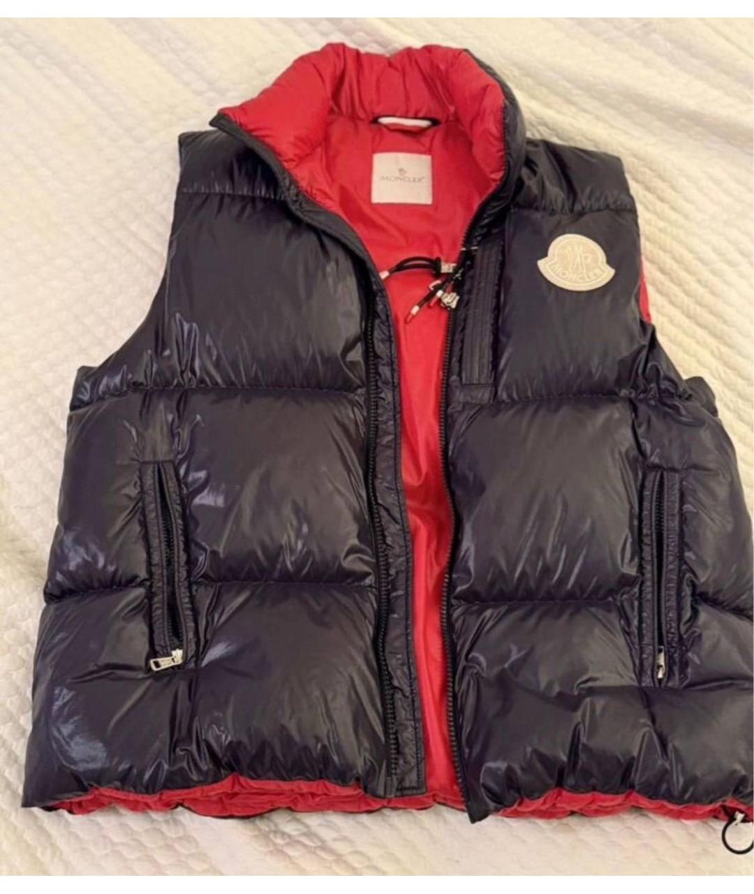 MONCLER Темно-синий нейлоновый жилет, фото 4