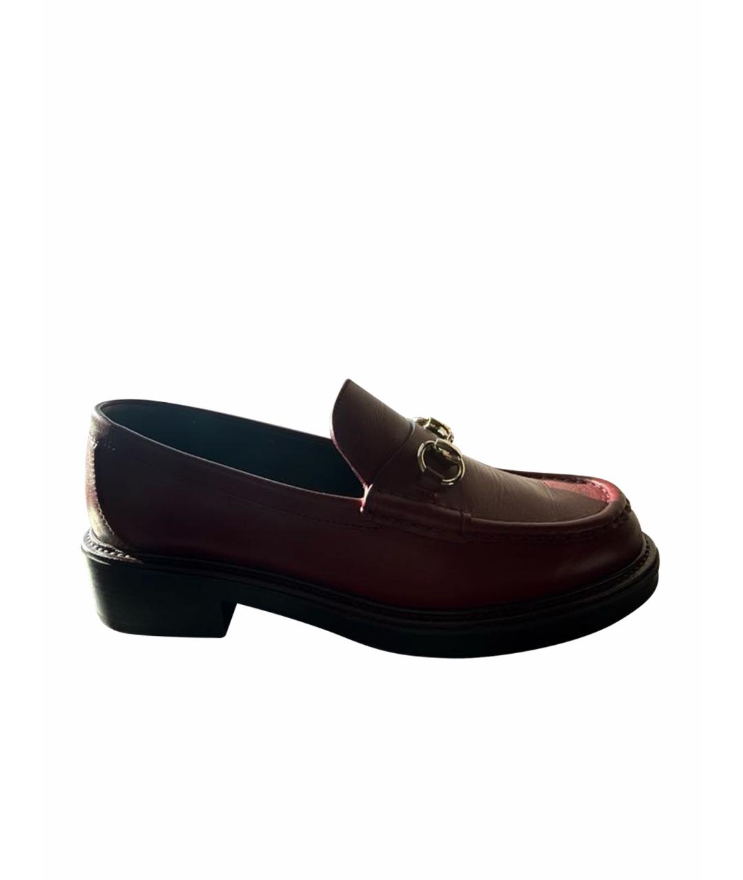 GUCCI Бордовые кожаные лоферы, фото 1