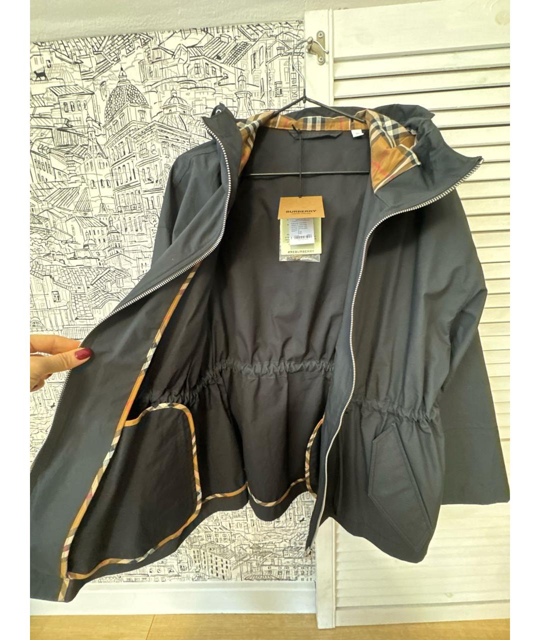 BURBERRY Черная купровая куртка, фото 4