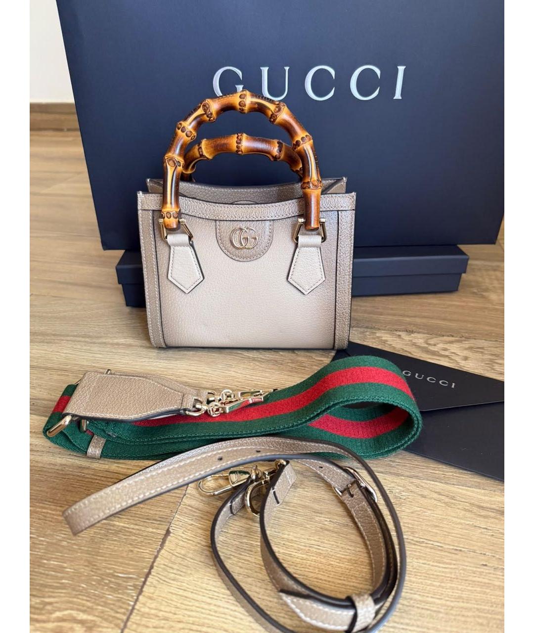 GUCCI Коричневая кожаная сумка с короткими ручками, фото 6