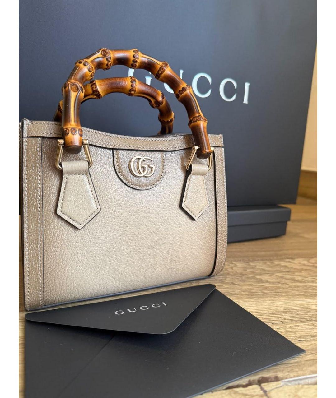 GUCCI Коричневая кожаная сумка с короткими ручками, фото 5