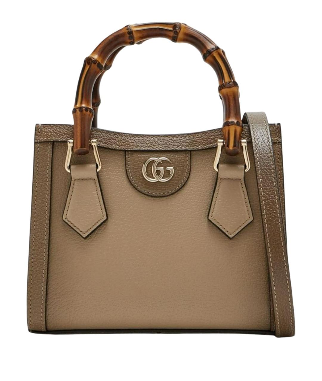 GUCCI Коричневая кожаная сумка с короткими ручками, фото 1