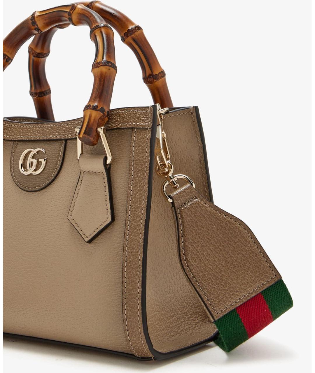 GUCCI Коричневая кожаная сумка с короткими ручками, фото 2