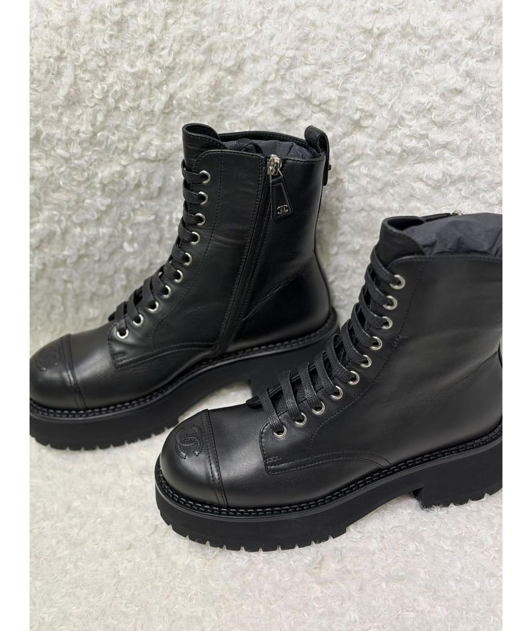 CHANEL Черные кожаные ботинки, фото 2