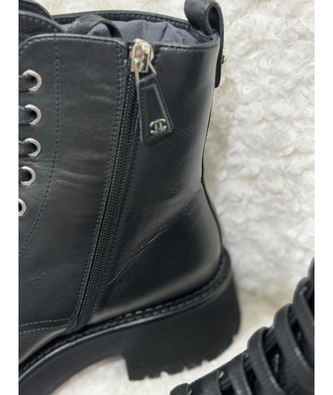 CHANEL Черные кожаные ботинки, фото 3