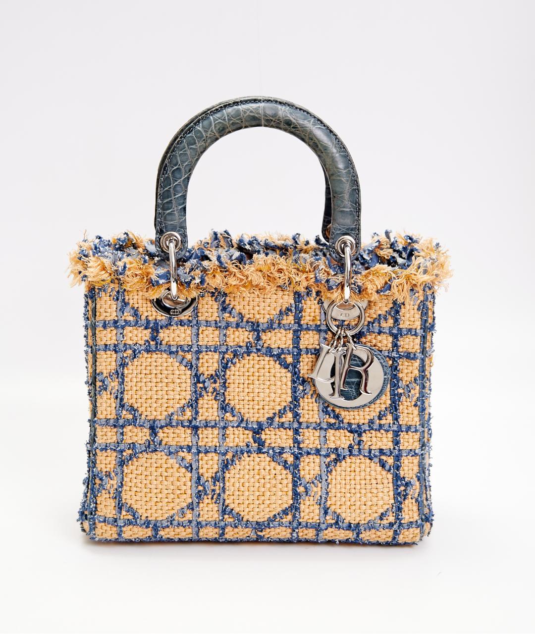 CHRISTIAN DIOR Бежевая сумка с короткими ручками из кожи крокодила, фото 7