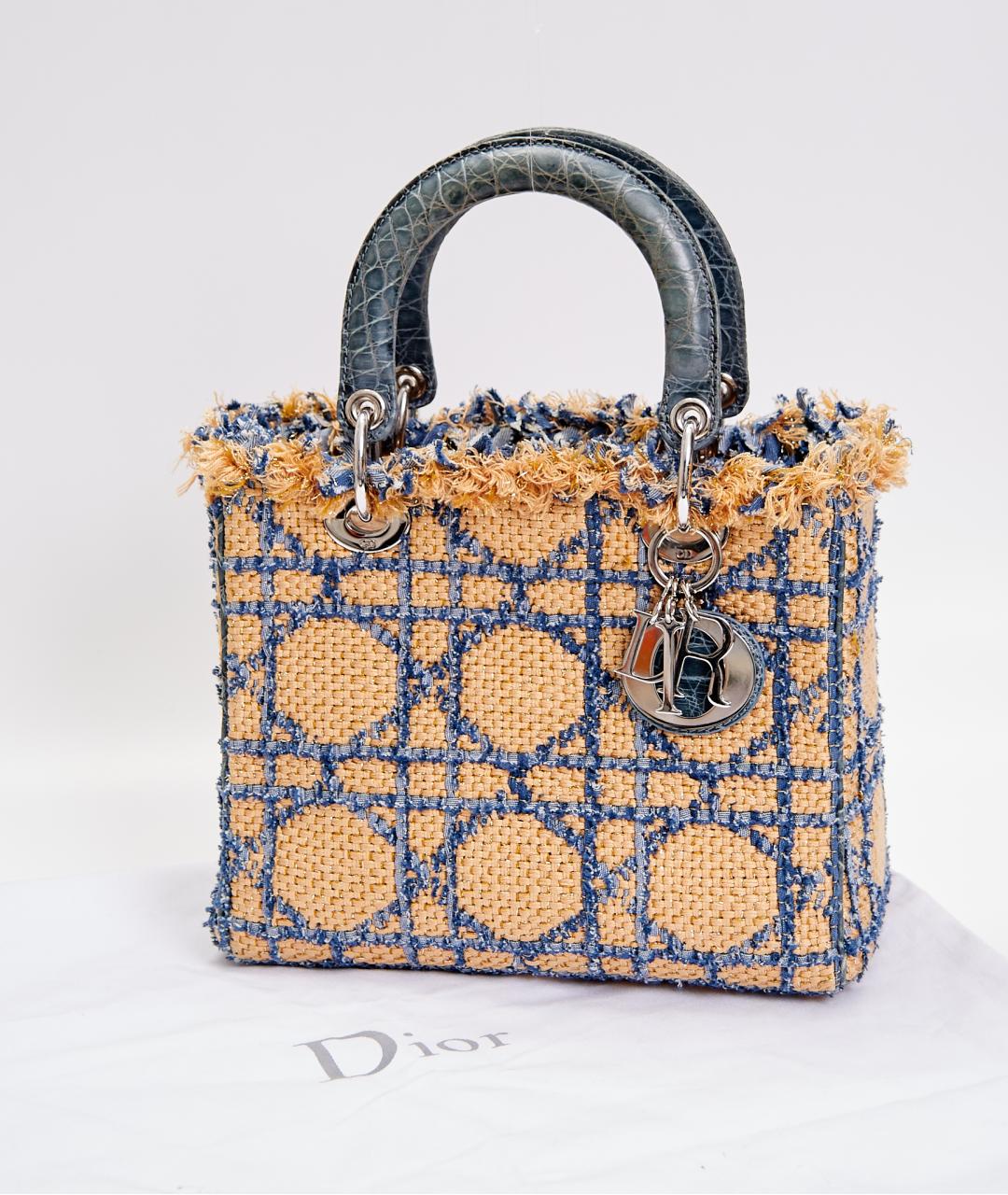 CHRISTIAN DIOR Бежевая сумка с короткими ручками из кожи крокодила, фото 4
