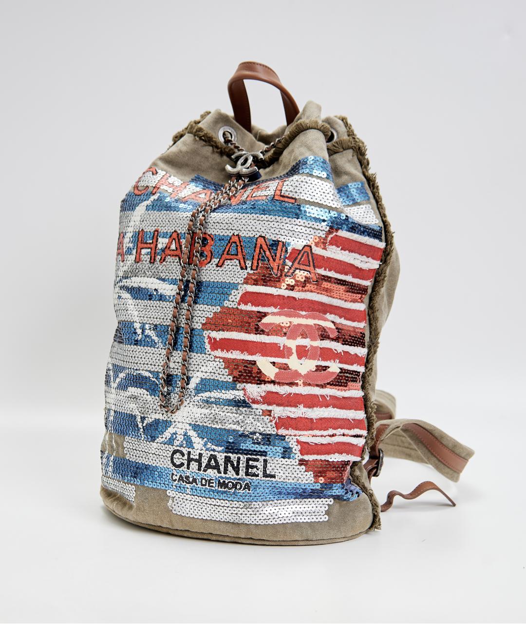 CHANEL Зеленый тканевый рюкзак, фото 2