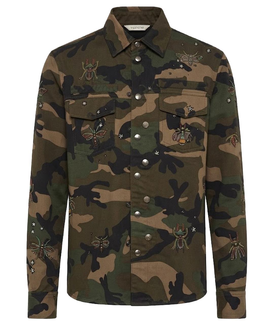 VALENTINO Хаки хлопковая рубашка, фото 1