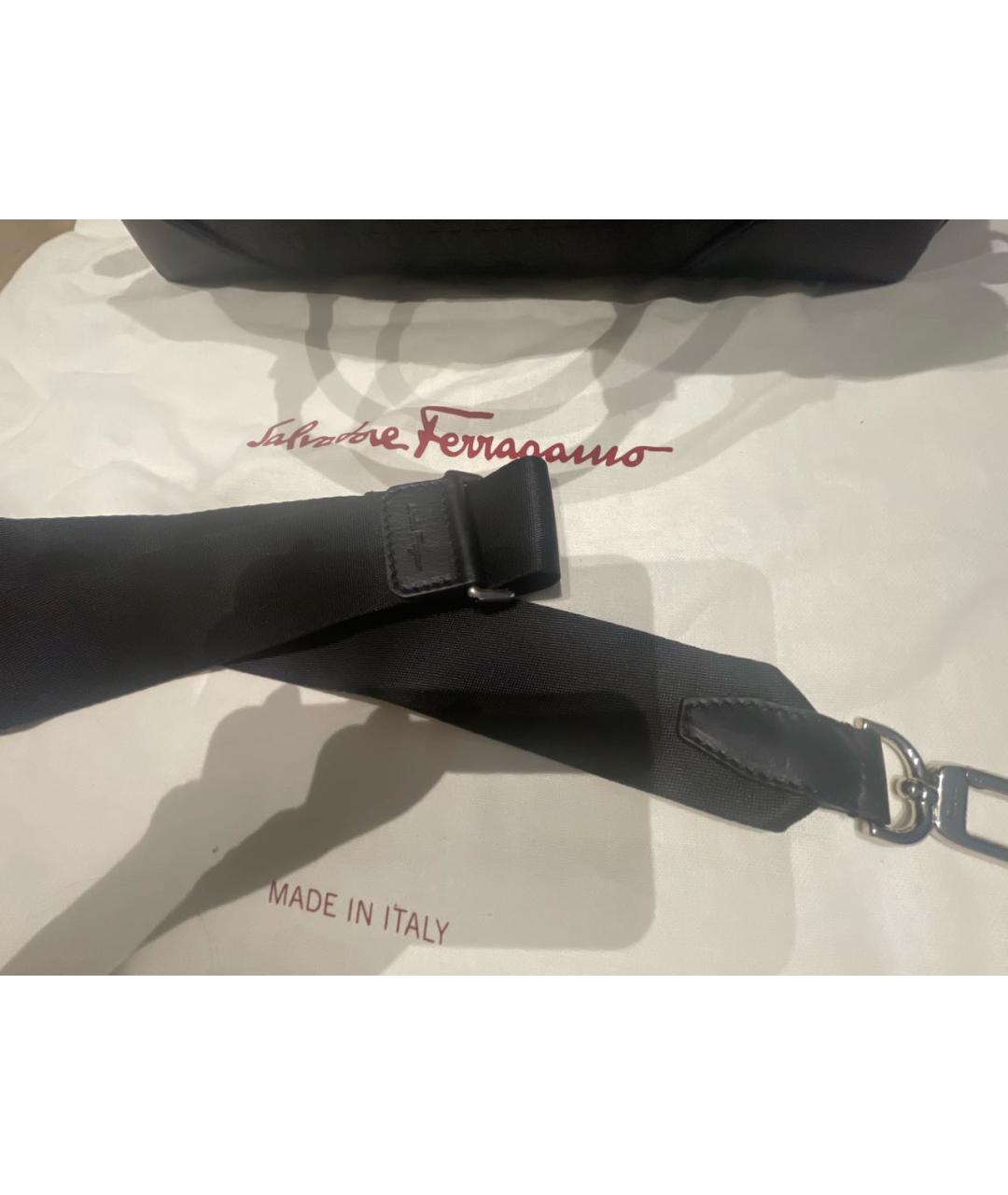 FERRAGAMO Черный кожаный портфель, фото 5