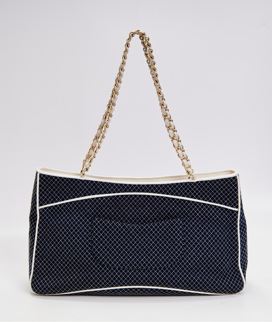 CHANEL Синяя тканевая сумка тоут, фото 3