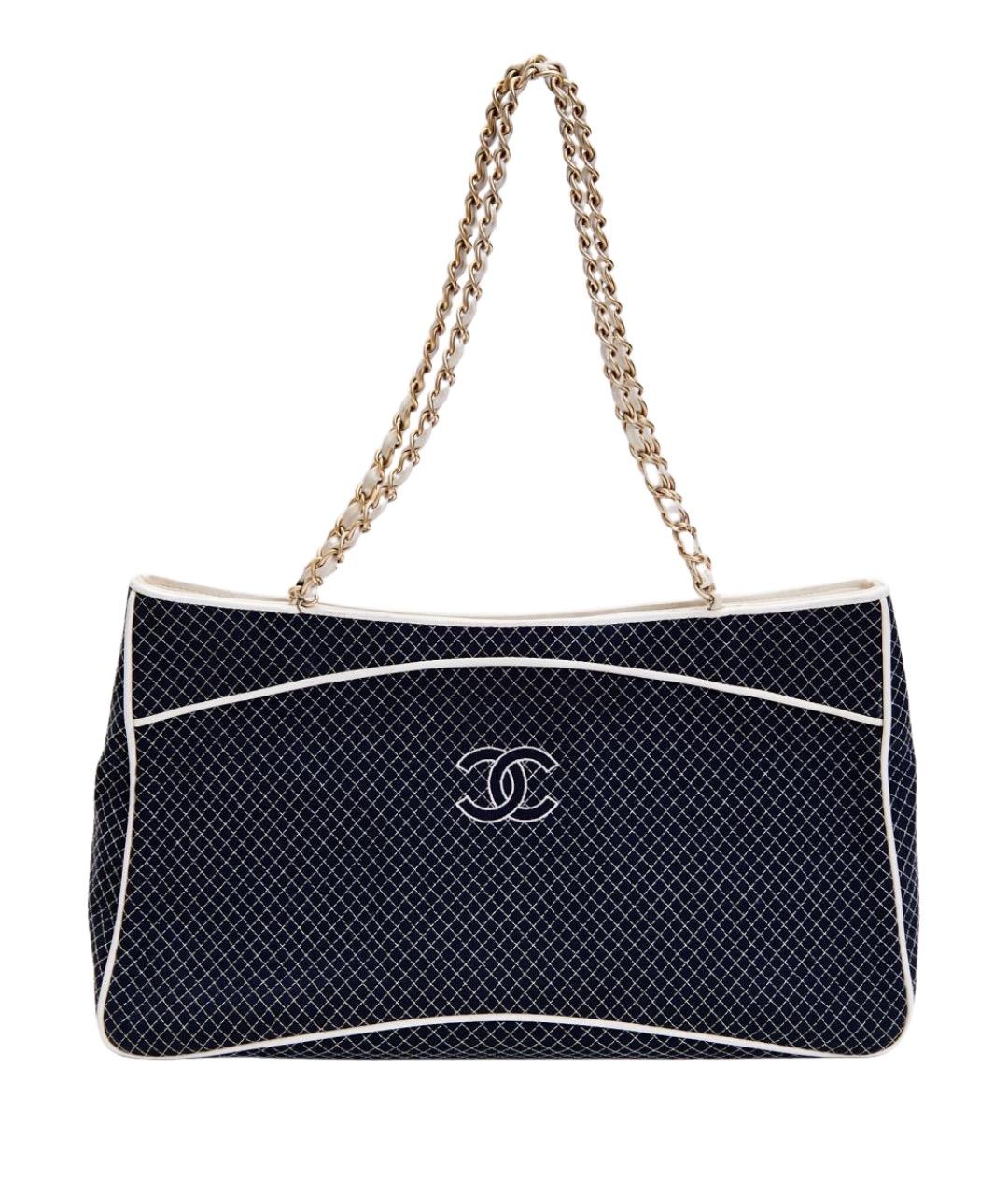 CHANEL Синяя тканевая сумка тоут, фото 1