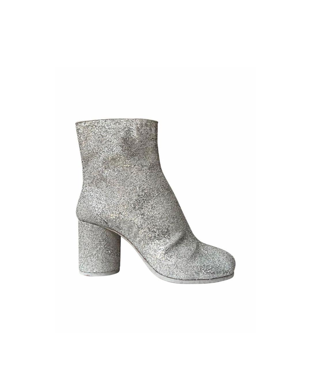 MAISON MARGIELA Серебряные кожаные ботинки, фото 8