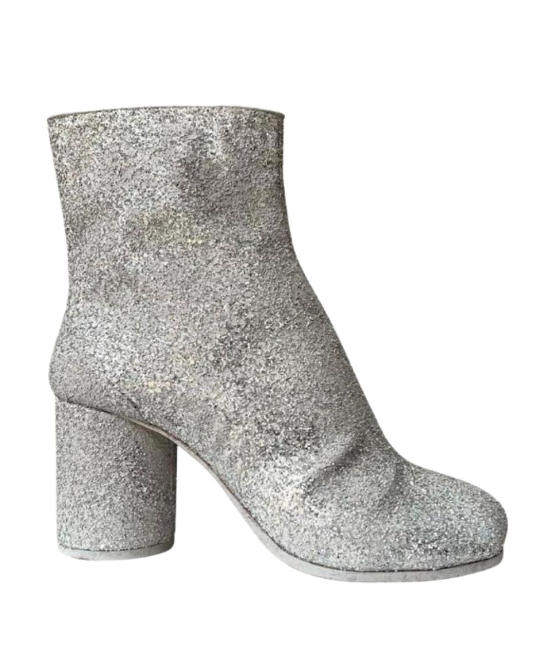 MAISON MARGIELA Серебряные кожаные ботинки, фото 1