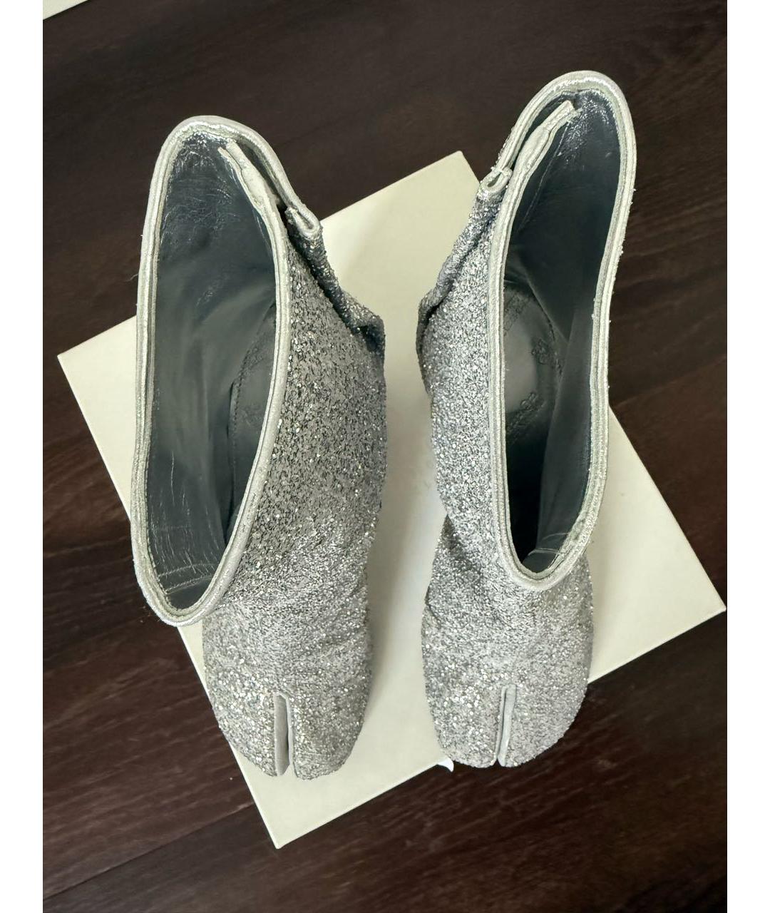 MAISON MARGIELA Серебряные кожаные ботинки, фото 5
