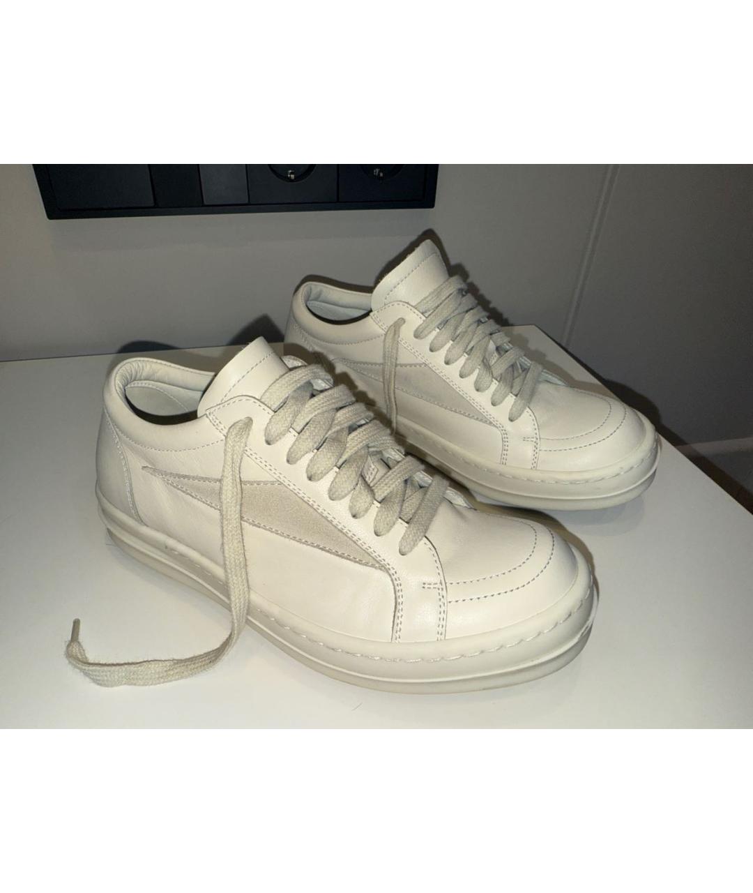 RICK OWENS Белые кожаные кроссовки, фото 2