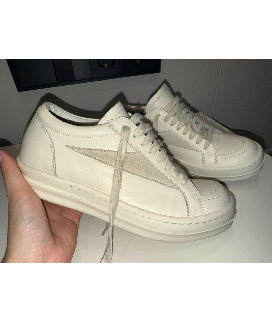 RICK OWENS Белые кожаные кроссовки, фото 7