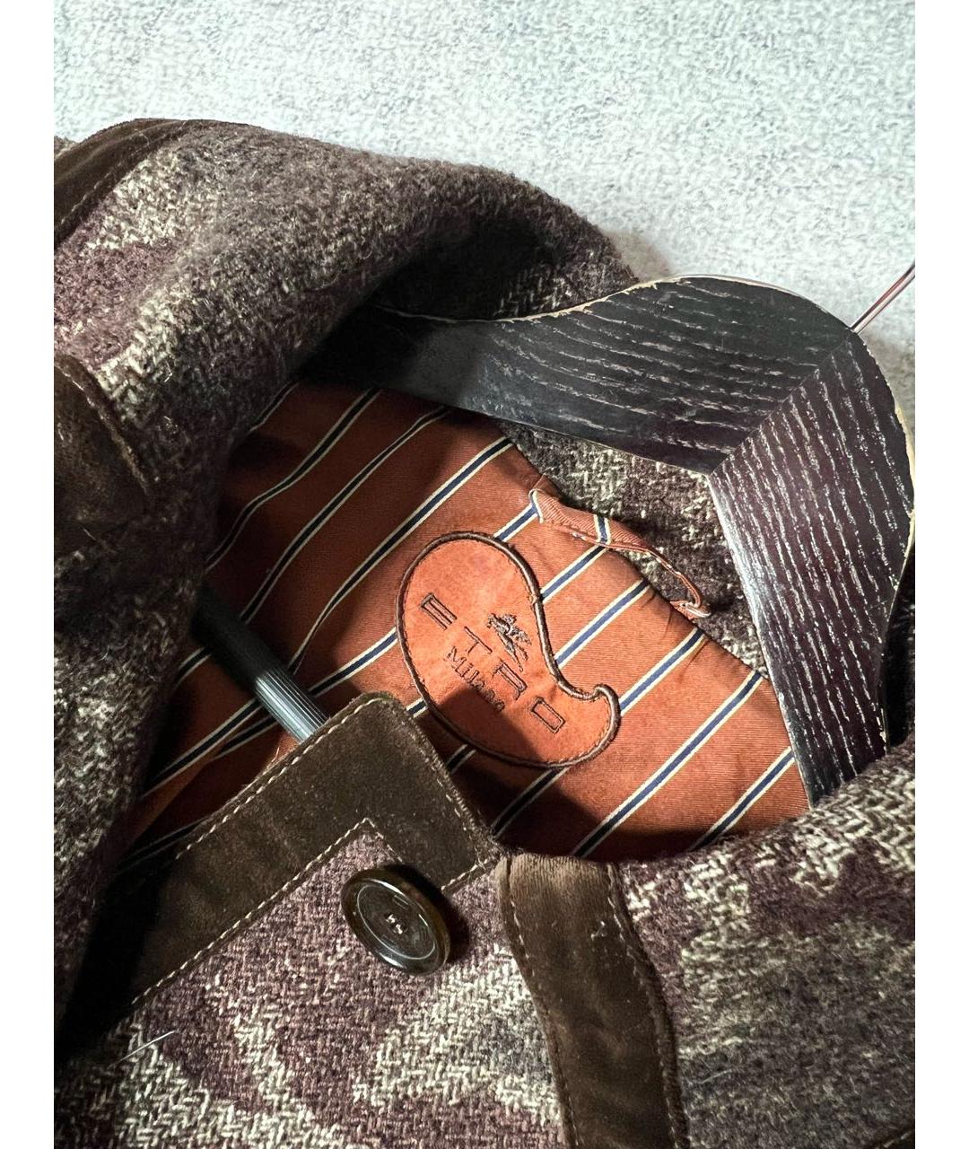 ETRO Коричневое шерстяное пальто, фото 8