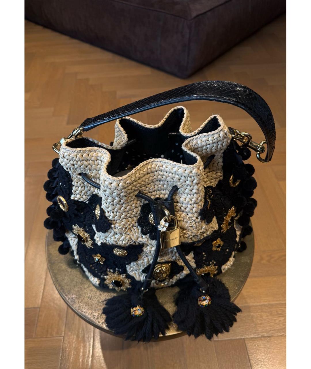 DOLCE&GABBANA Бежевая плетеная сумка через плечо, фото 2