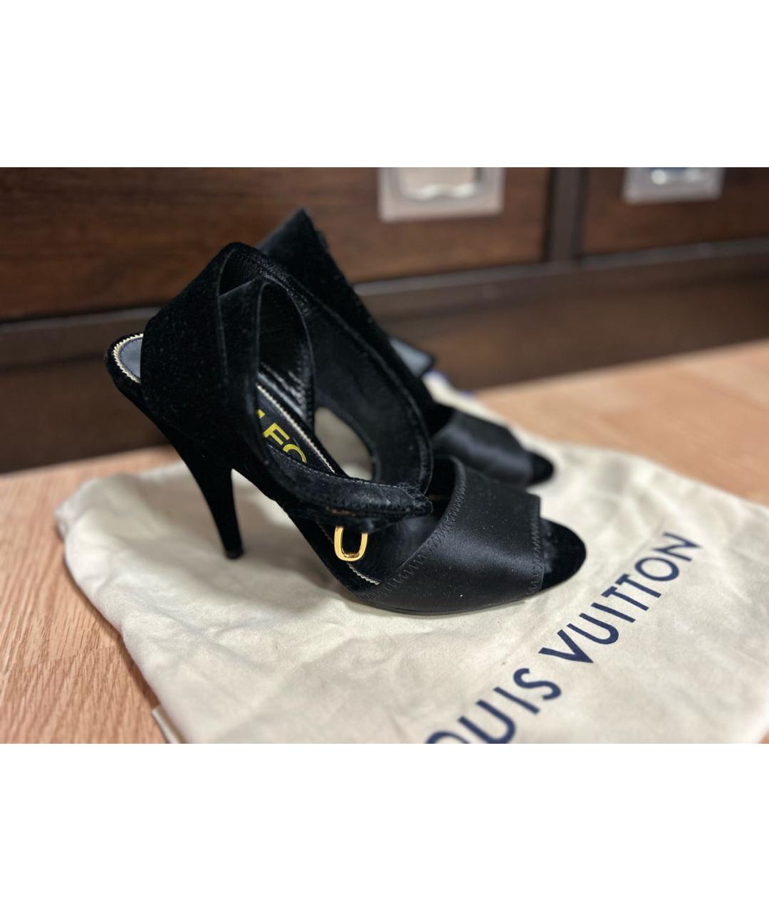 TOM FORD Черные бархатные босоножки, фото 6