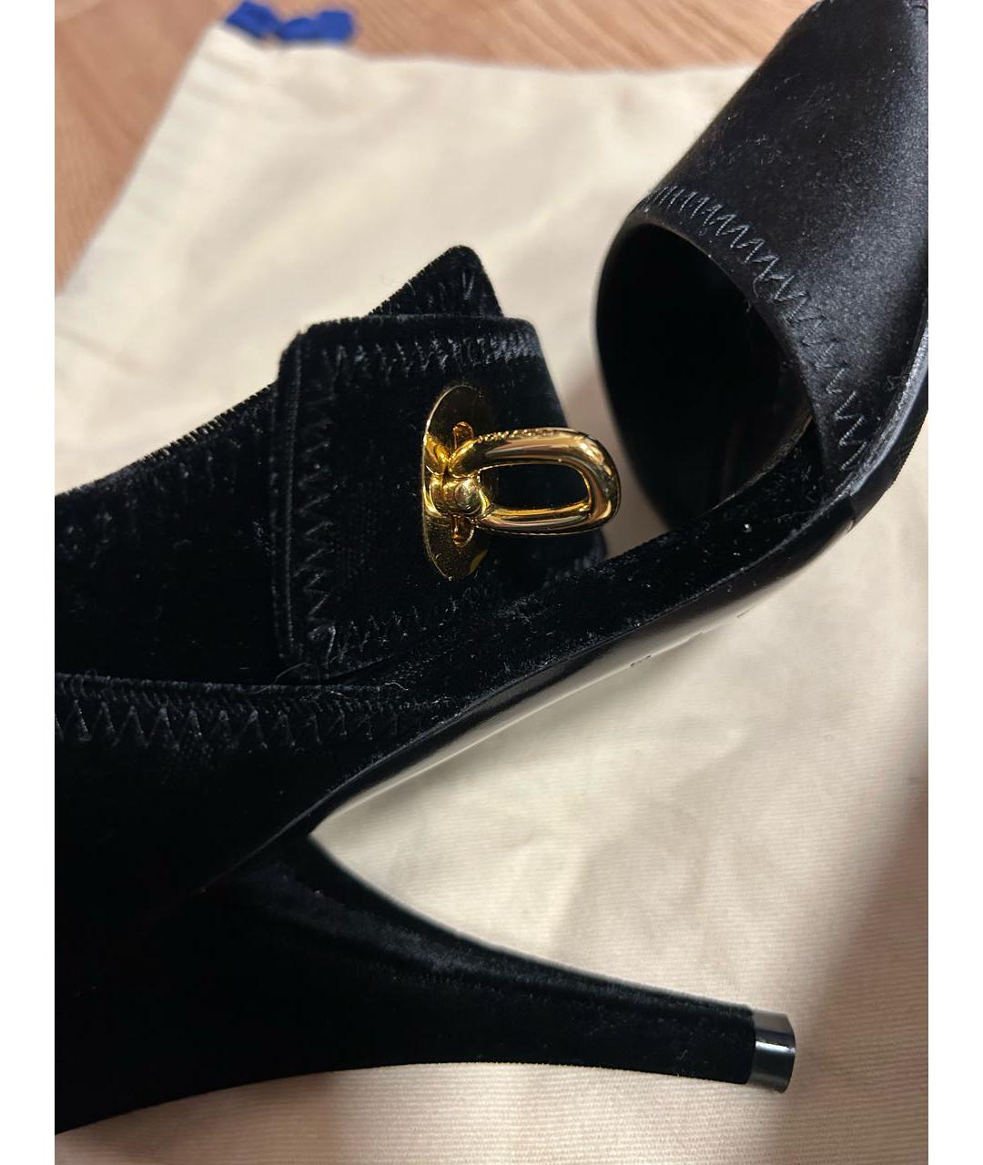 TOM FORD Черные бархатные босоножки, фото 5
