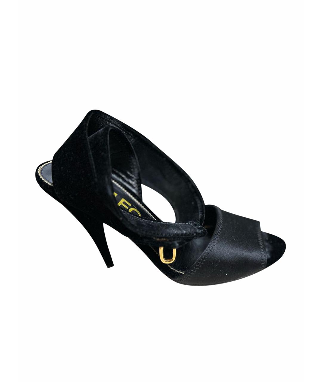 TOM FORD Черные бархатные босоножки, фото 1