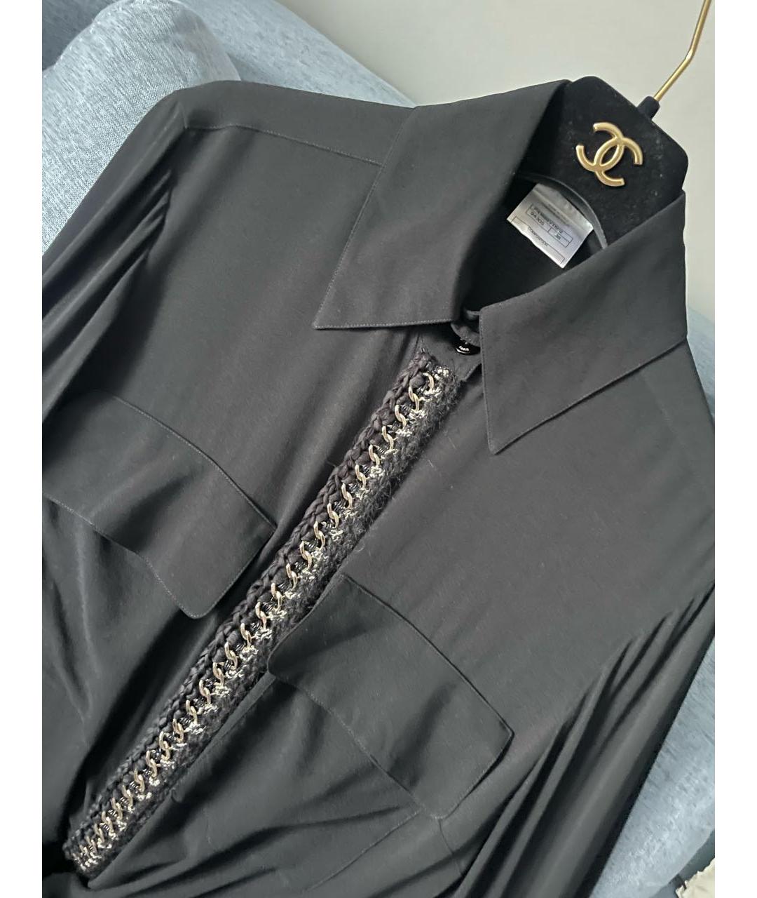 CHANEL Черная шелковая блузы, фото 3