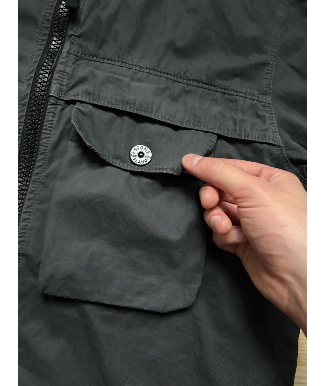 STONE ISLAND Антрацитовая хлопковая куртка, фото 2