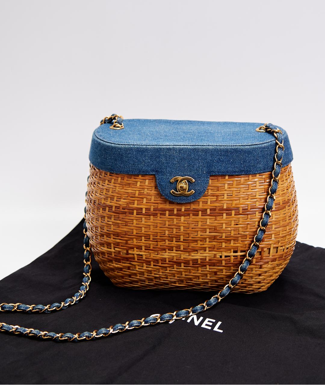 CHANEL Синяя тканевая сумка через плечо, фото 5