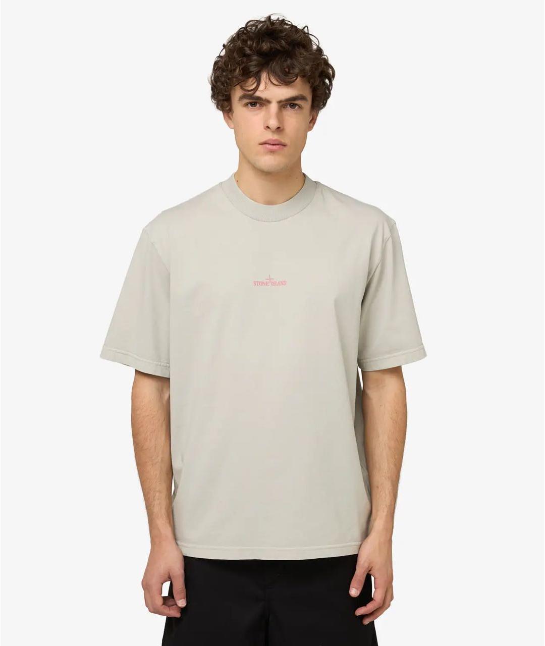 STONE ISLAND Серая хлопковая футболка, фото 5