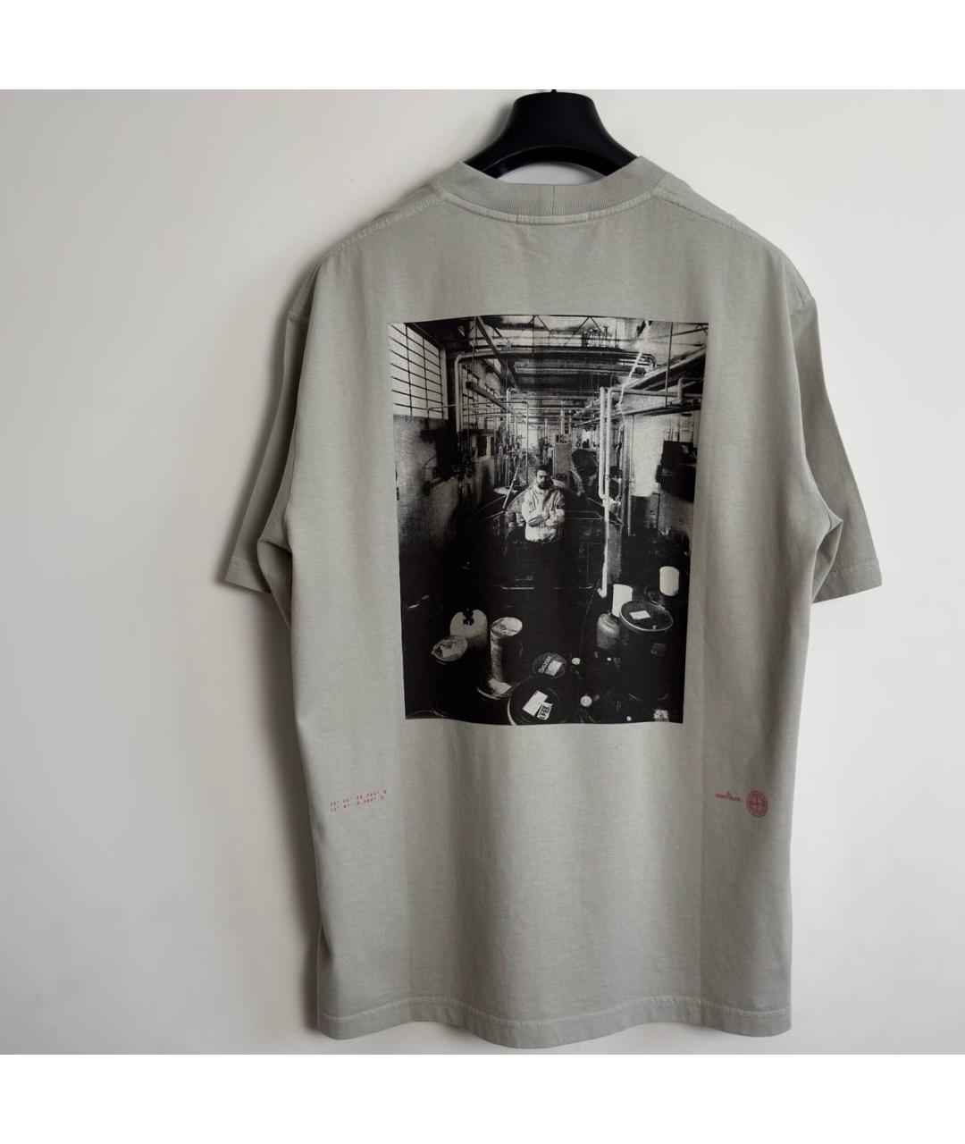 STONE ISLAND Серая хлопковая футболка, фото 3