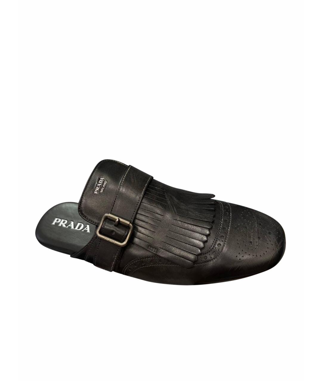 PRADA Черные кожаные лоферы, фото 1