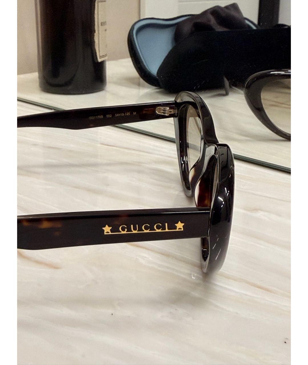 GUCCI Коричневые пластиковые солнцезащитные очки, фото 3