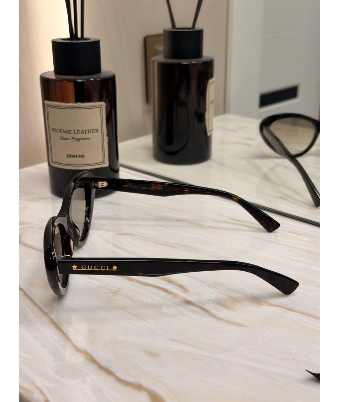 GUCCI Коричневые пластиковые солнцезащитные очки, фото 2
