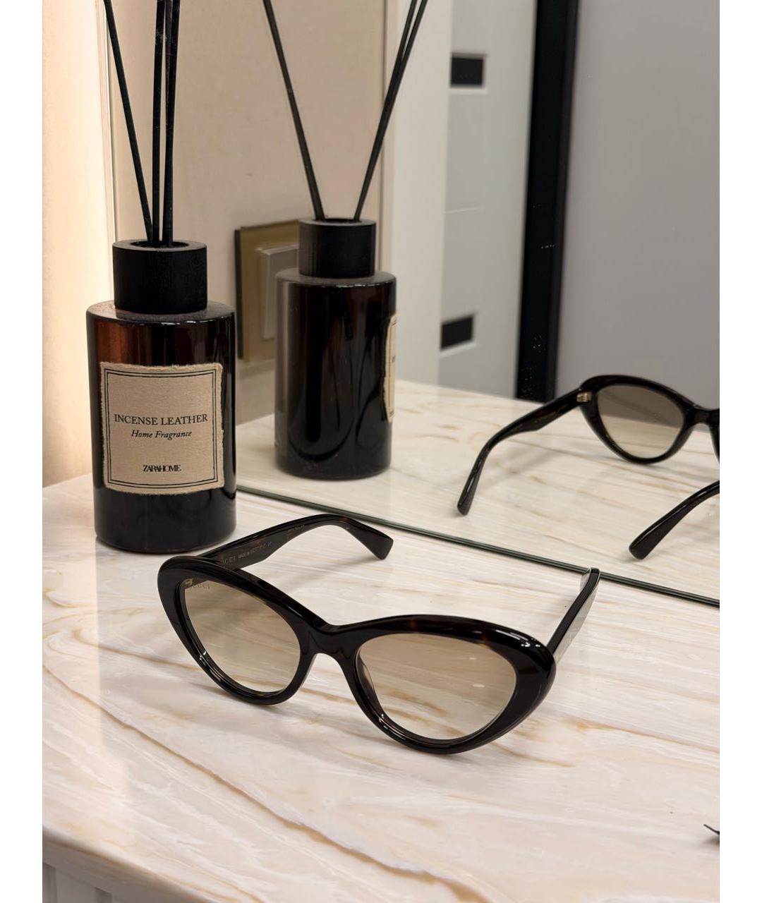 GUCCI Коричневые пластиковые солнцезащитные очки, фото 5