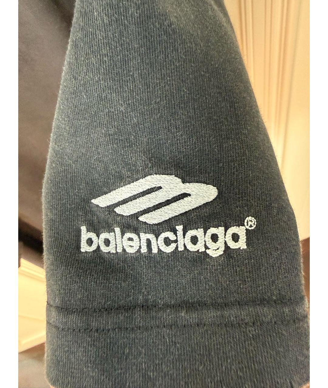 BALENCIAGA Серая хлопковая футболка, фото 6