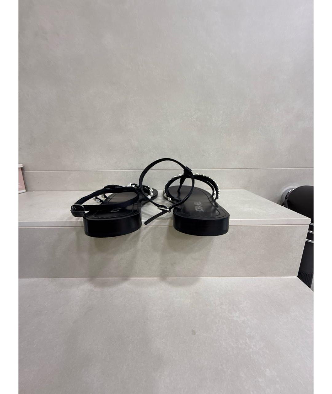 CHANEL Черные кожаные сандалии, фото 4