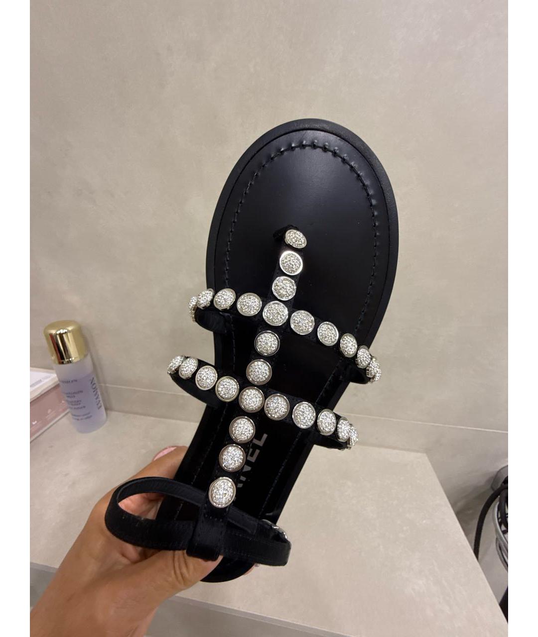 CHANEL Черные кожаные сандалии, фото 7