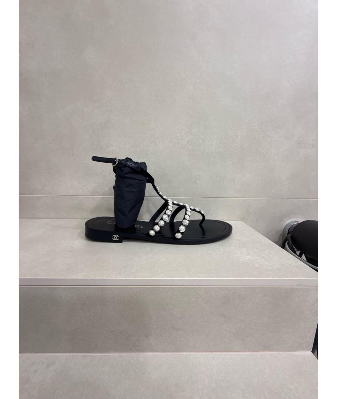 CHANEL Черные кожаные сандалии, фото 9