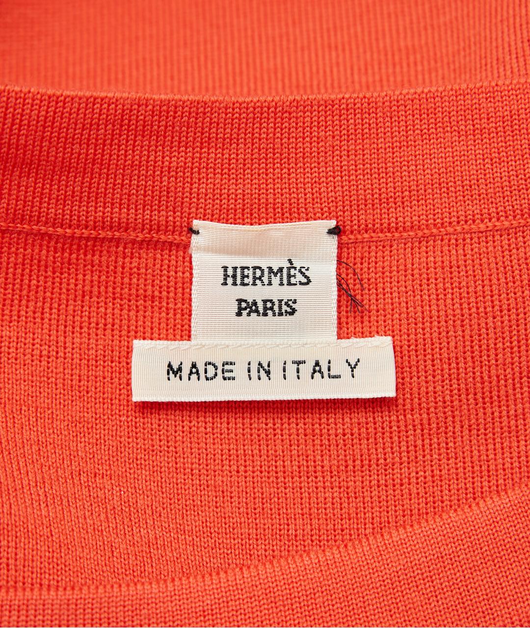 HERMES Оранжевое шерстяное повседневное платье, фото 3