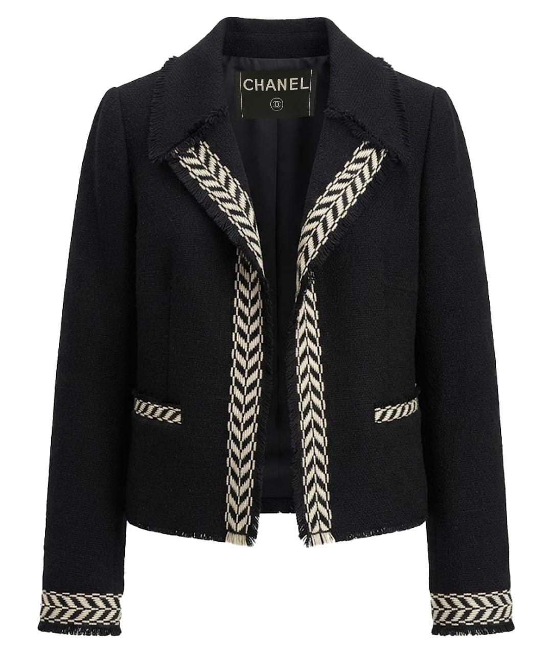 CHANEL Черный шерстяной жакет/пиджак, фото 1