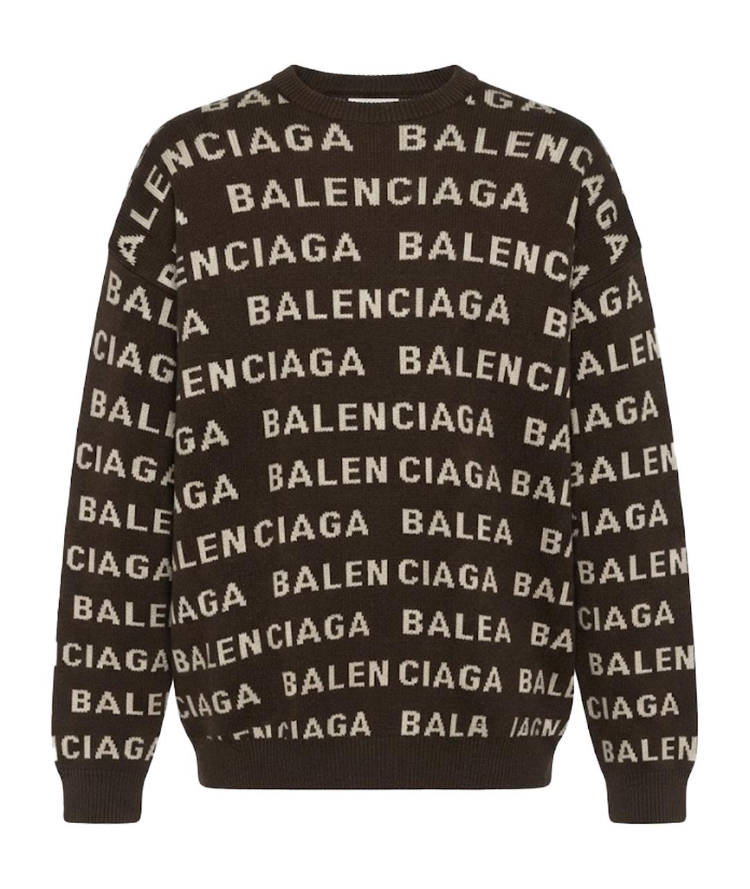 BALENCIAGA Коричневый шерстяной джемпер / свитер, фото 1