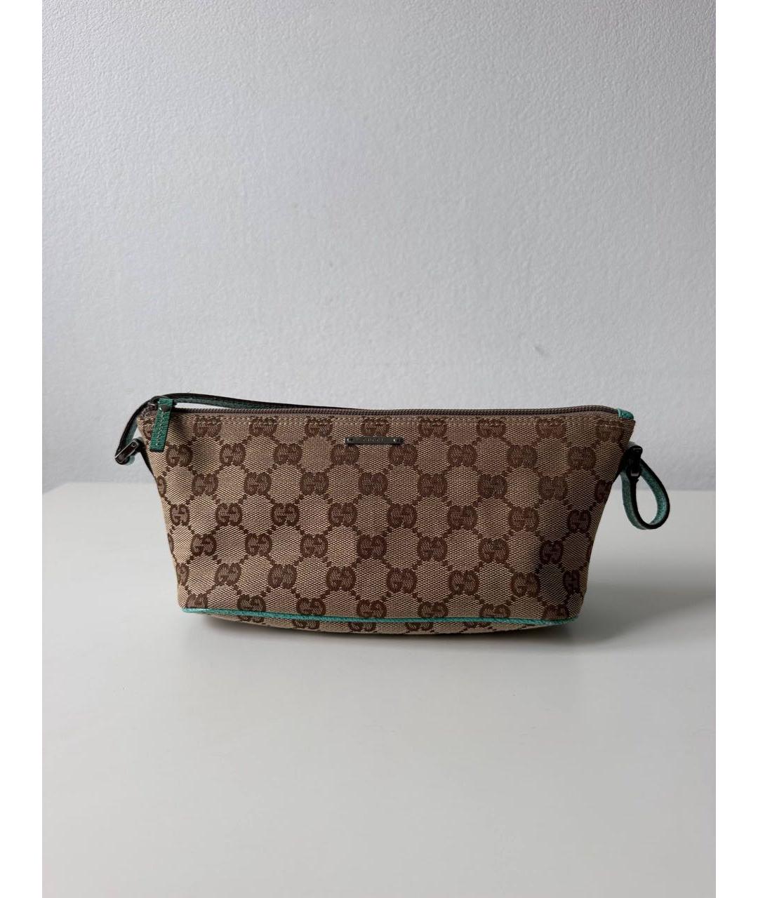 GUCCI Бежевая сумка с короткими ручками из канвы, фото 7