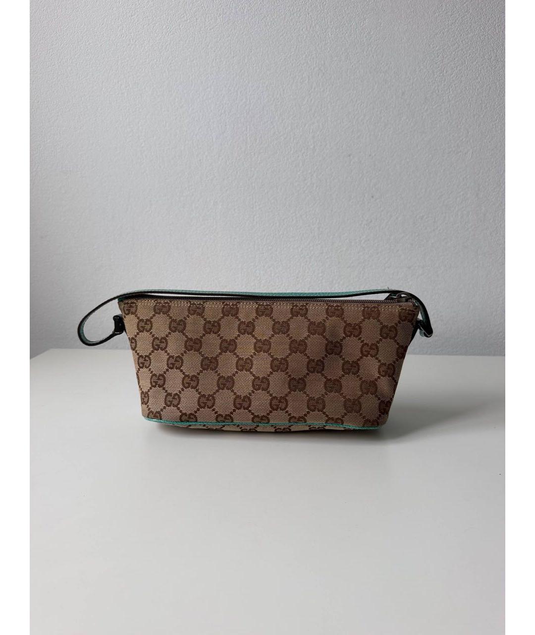 GUCCI Бежевая сумка с короткими ручками из канвы, фото 2